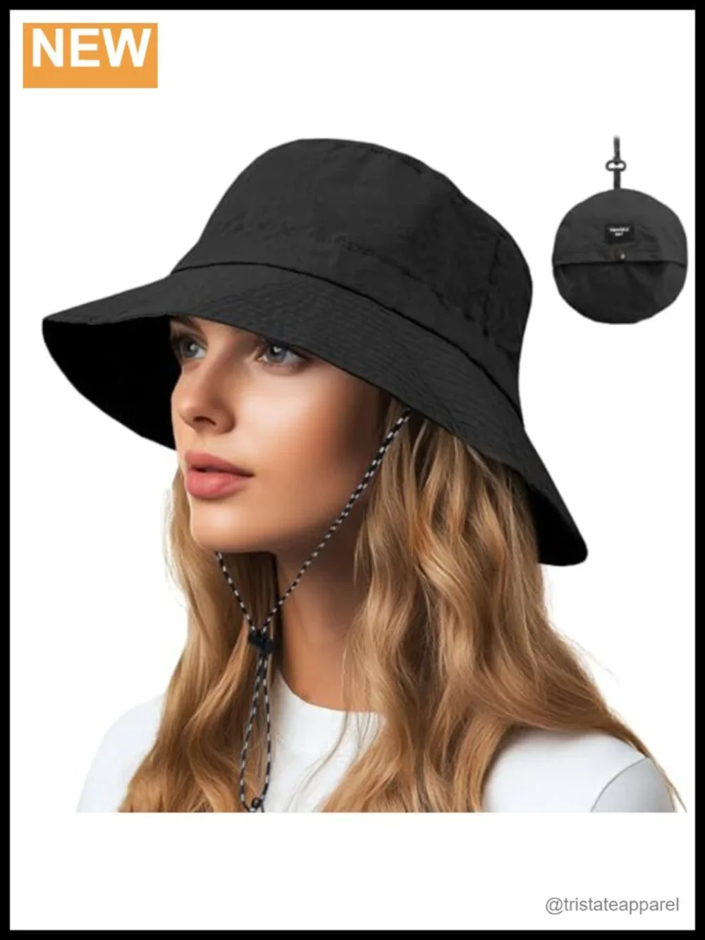 Packable Sun Bucket Hat with Chin Strap - Lightweight Waterproof for Travel